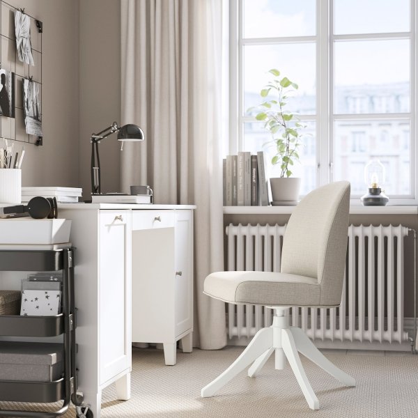 Sovaire Swivel chair, white/Kilanda beige - Image 2