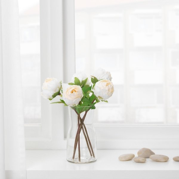 Artificial flower, Peony/white, 30 cm - Image 2
